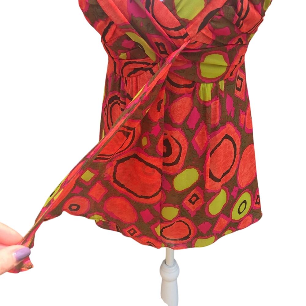Vintage Nanette Lepore Women Silk Top 2 Babydoll Artsy Abstract Date Night Fairy - Picture 5 of 9